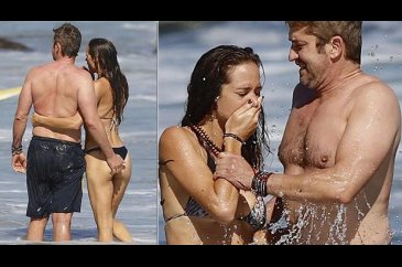 Gerard Butler ve Morgan Brown sahilde aşka geldi