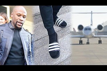 Boks şampiyonu Floyd Mayweather özel jetten terlikle indi