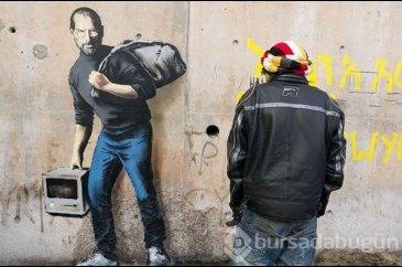 Banksy'nin çizdiği Steve Jobs'u görmek 5 dolar