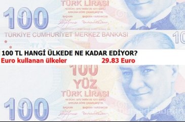 100 TL hangi ülkede ne kadar ediyor?