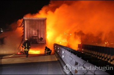 TEM otoyolunda kamyonun çarptığı TIR yandı
