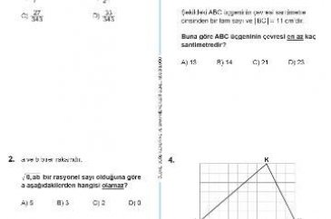 2016 TEOG Matematik Dersi Soru ve Cevap Anahtarı

