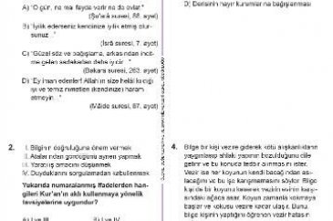2016 TEOG Din Kültürü ve Ahlak Bilgisi Dersi Soru ve Cevap Anahtarı