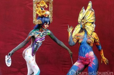 Vücut boyama sanatının ustaları festivalde buluştu