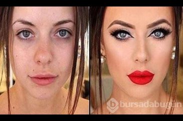 Makyajın nasıl değiştirdiğini gösteren kareler