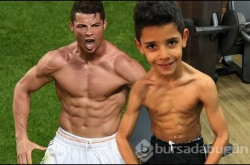 Babasının oğlu: Cristiano Ronaldo Jr. (İkiz gibi görünen ünlü babal...