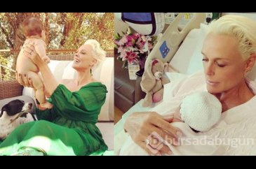 55'lik anne Brigitte Nielsen, 4 aylık bebeğiyle poz verdi
