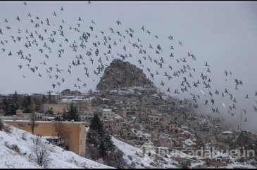 Kapadokya'da sis ve kar güzelliği...