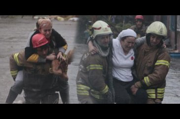 Sarıyer'de su basan evlerde mahsur kalanları itfaiye kurtardı
