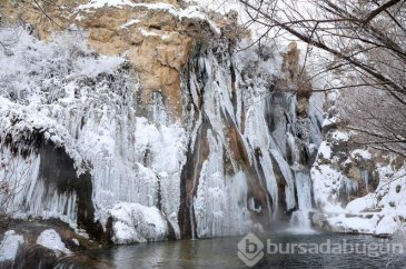 Günpınar Şelalesi dondu, görenler hayran kaldı
