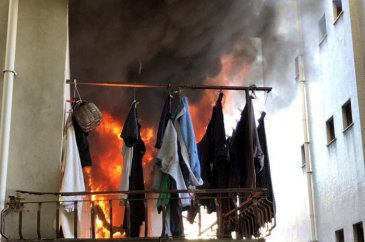 Rize'de apartman dairesinde yangın