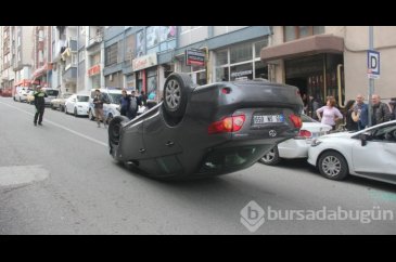 Takla atan otomobilden burnu bile kanamadan kurtuldu
