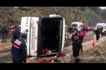 Bursa'da otobüs devrildi!