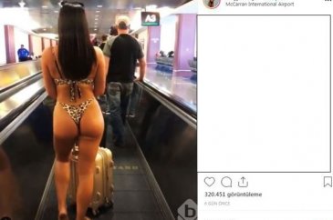  Havalimanında bikiniyle gezdi 