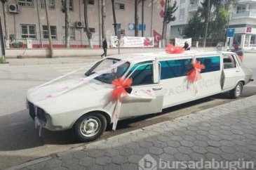  Limuzine çevrilen Toros düğün salonuna çekici üzerinde götürüldü