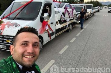 Çekiciyi gelin arabasına çevirdi