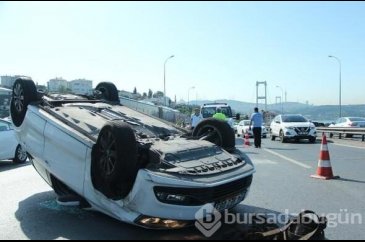 15 Temmuz Şehitler Köprüsü'nde otomobil takla attı