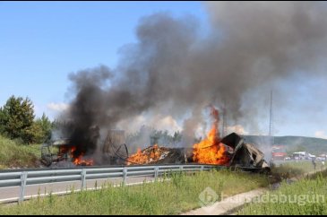 TEM'de zincirleme kaza: Araçlar alev aldı