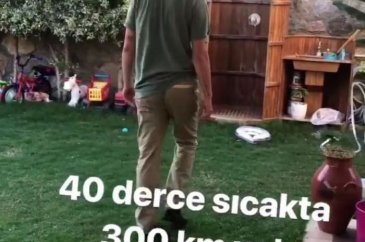 Alp Kırşan sıcağa dayanamadı kıyafetleriyle duşa girdi 