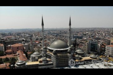 Taksim Camii'nin son hali havadan görüntülendi