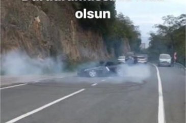 Magandalar yolu kapatıp drift yaptılar 