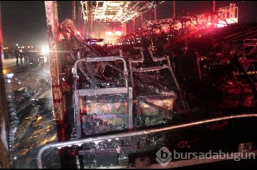 Aksaray'da yolcu otobüsü yandı