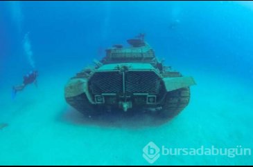  Akdeniz'in derinliklerine batırılan 45 tonluk eski tank ilgi odağı...