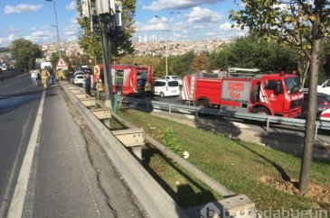 Haliç Köprüsü girişinde yangın çıktı trafik kilit!