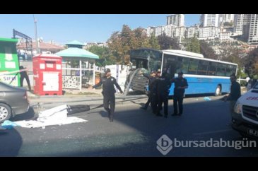 Halk otobüsü durağa girdi