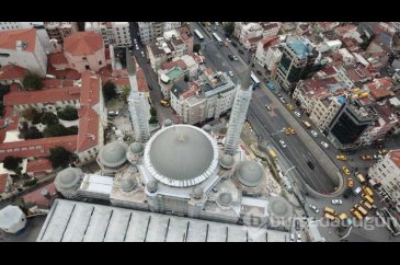 Taksim Cami inşaatındaki son durum havadan fotoğraflandı