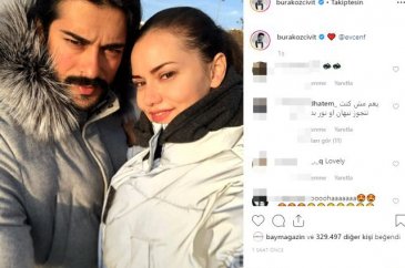 Burak Özçivit'in eşi Fahriye Evcen'le olan pozuna beğeni yağdı