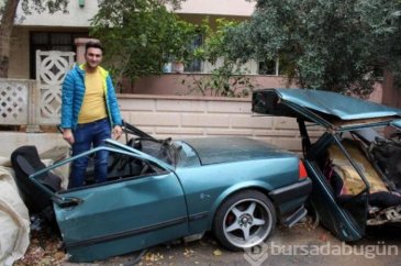 Hurdaya dönen araçtan burnu bile kanamadan çıkmıştı!