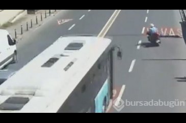Otobüsün çarptı motosikletli metrelerce sürüklendi!