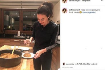 Defne Samyeli, karantinada gece yarısı irmik helvası yaptı