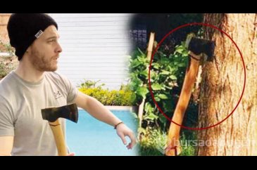 Kerem Bursin, baltayı ağaca sapladı, tepki topladı