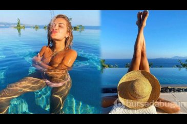 Rita Ora'dan havuzda üstsüz paylaşım!