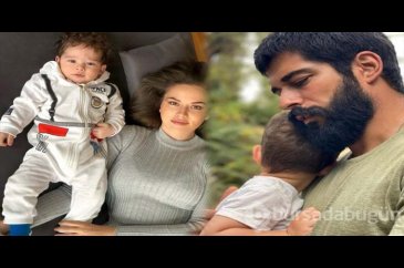 Burak Özçivit oğlu Karan ile poz verdi