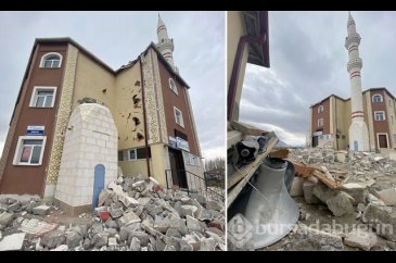 Sivas'ta kuvvetli rüzgarda caminin minaresi yıkıldı
