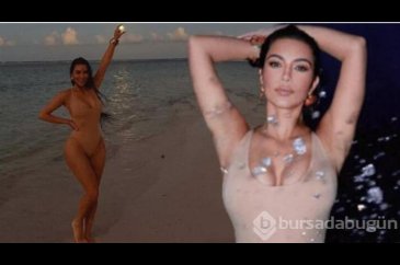 Kim Kardashian gece yarısı plaja indi