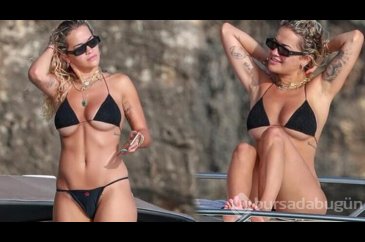 Rita Ora'nın bikinisi küçük geldi