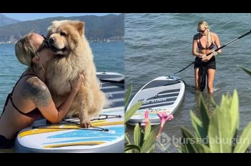 Didem Soydan, köpeği ile sörf yaptı