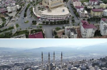 Kahramanmaraş'ta deprem öncesi ve sonrası fotoğraflar yıkımı gözler...