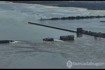 Ukrayna'da vurulan baraj havadan görüntülendi! 