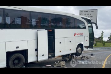 Bariyere çarpan otobüsün durumu görenleri şok etti