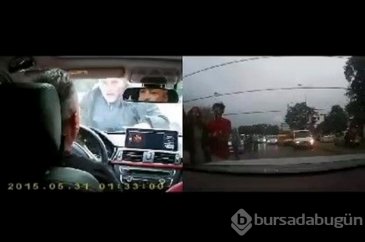 Motokuryeyi kaputunda sürükledi! Kızgın sürücü...