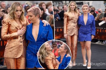 Florence Pugh, Emily Blunt'ı 'Oppenheimer' kırmızı halısında dekolt...