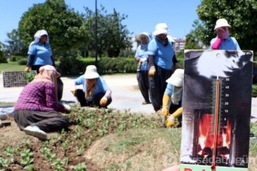 50 derece Adana sıcağında zorlu işbaşı