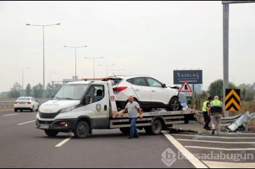 Kuzey Marmara Otoyolu'nda kararsız kalan cip kazaya neden oldu