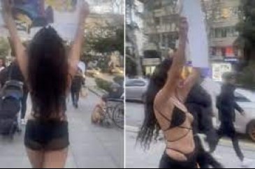 Bağdat Caddesi'ne yine yarı çıplak çıktı! Melisa Aydınalp'in pankar...