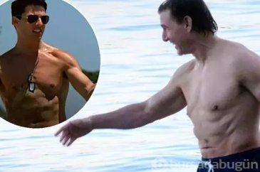 İspanya tatilinde 61 yaşındaki Tom Cruise'dan kas şov!